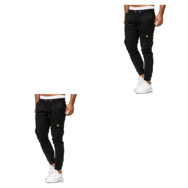 Pantalones de algodón Qarigey para hombre Color sólido elegante lavable de cintura media Type7 NO7