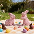 thumbnail image 4 of Resin Rabbit Figurine Set Floral Decor Easter Gift Home Decor Sculpture Two Rabbits Playing Ornament For Valentine's Day Tabletop Decor, 4 of 6