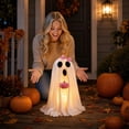 thumbnail image 4 of Halloween Ghost Decor Light Up Halloween Decorations 19 Inch Cute Ghost with Small Pumpkin Indoor Halloween Table Decor Seasonal Home Accent for Halloween Party, 1 Pack, 4 of 7