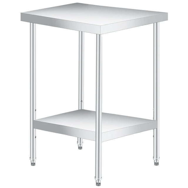 Garvee Table de Préparation en Acier Inoxydable, avec Étagère Réglable, Table Commerciale Robuste avec Étagère Réglable pour Usage Extérieur, Restaurants, Hôtels