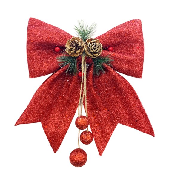 2025 & CISIL Christmas Bow Decorations, Wreaths Bows, Large Christmas Tree Bow, Sequin Bow Ties, Xmas Decorative Bows Ornaments For Home Christmas Party, 9.8 X 11.8in