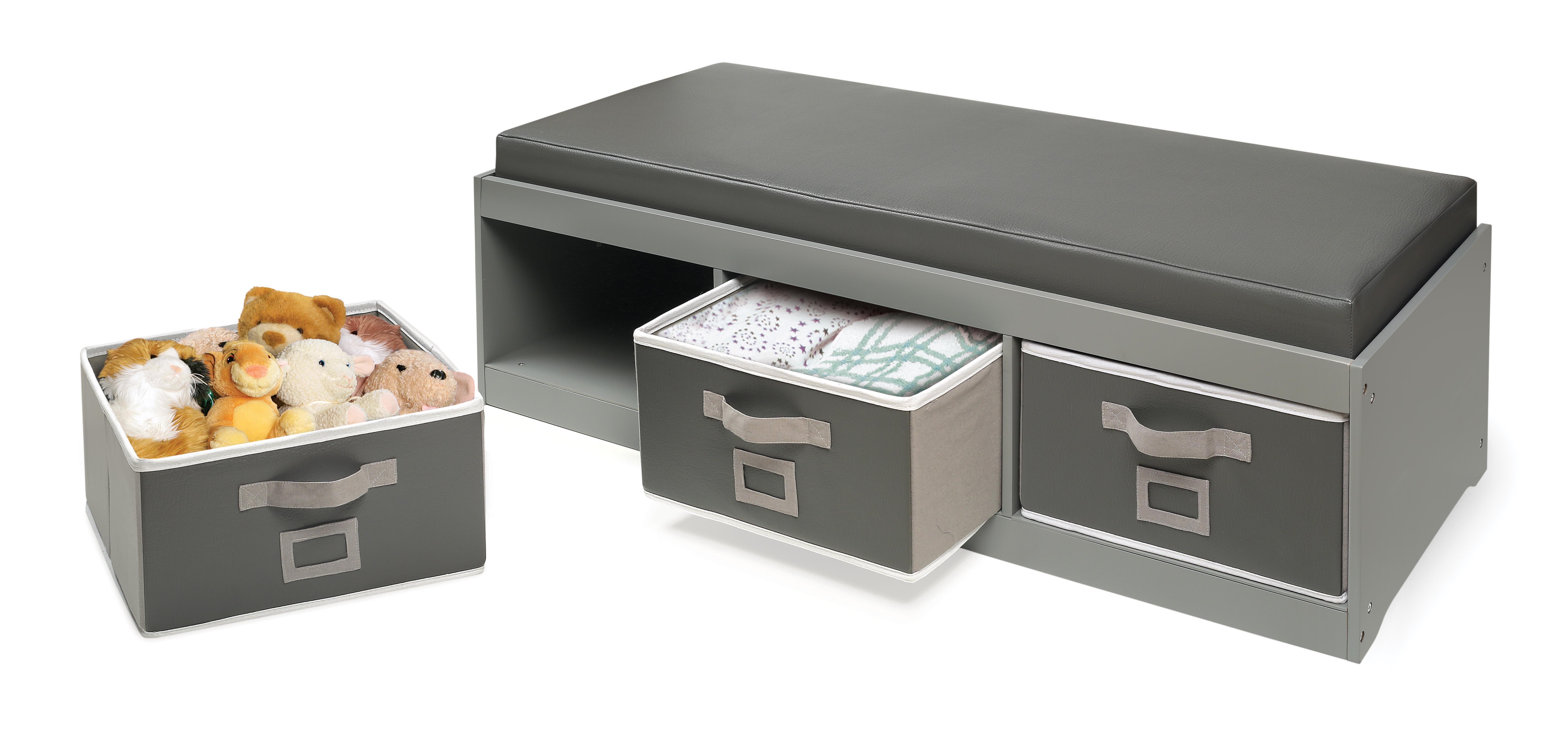 Badger Basket Kid S Storage Bench With Cushion And 3 Bins