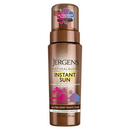 Jergens Natural Glow Instant Sun Sunless Tanning Mousse for Body, Ultra Deep Tahiti Tan, 6