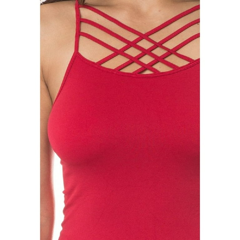 Women's Seamless Triple Criss-Cross Front Cami Tank Top