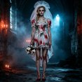 thumbnail image 5 of Women's Ghost Zombie Bride Halloween Vampire Cosplay Outfit Scary Party Stage Performance Fancy Dress Up, 5 of 5