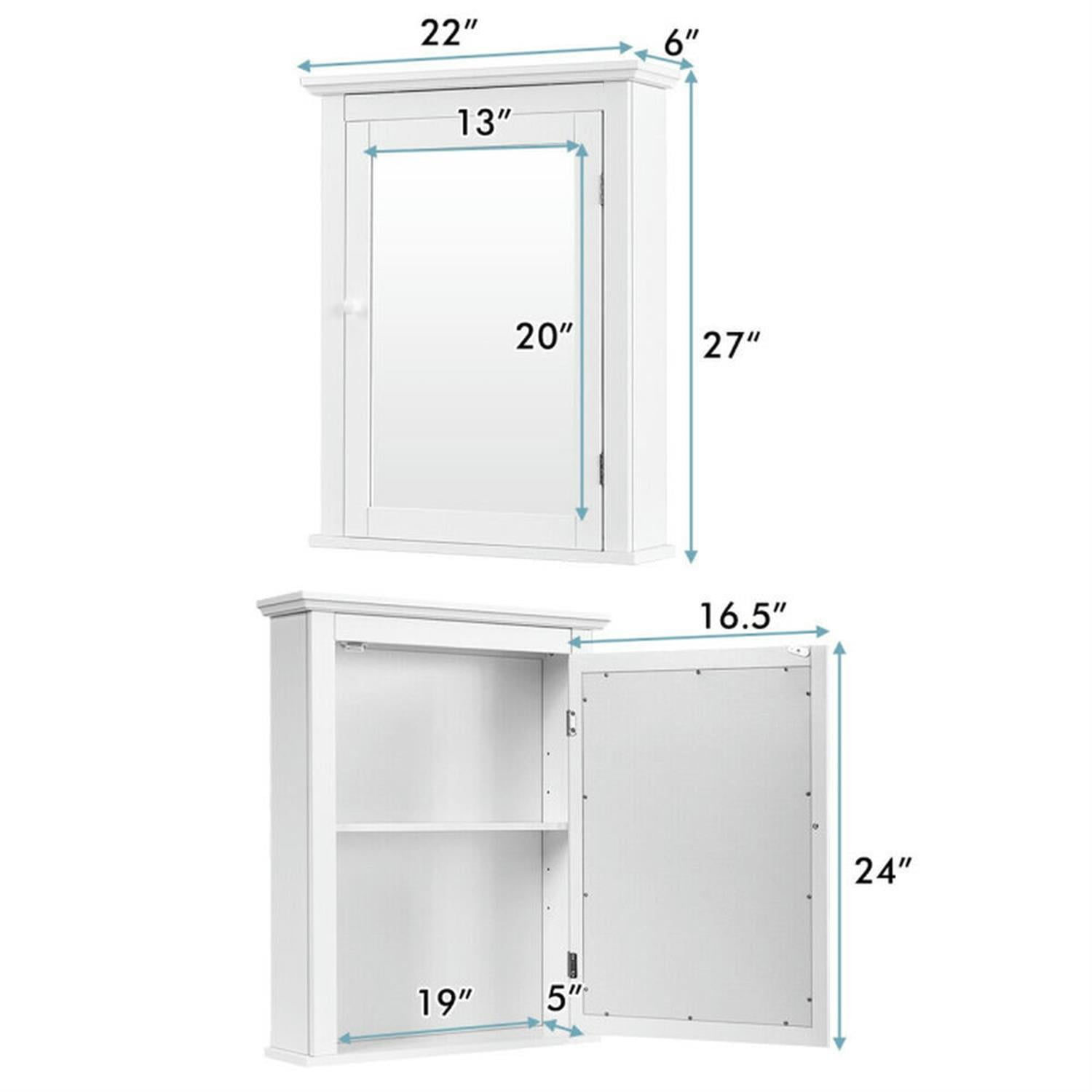 Demi Bonn Bathroom Wall Cabinet, Wall Mounted Bathroom Mirror Cabinet, Bathroom Wall Mounted Storage Mirror Medicine Storage with Adjustable Shelf, White