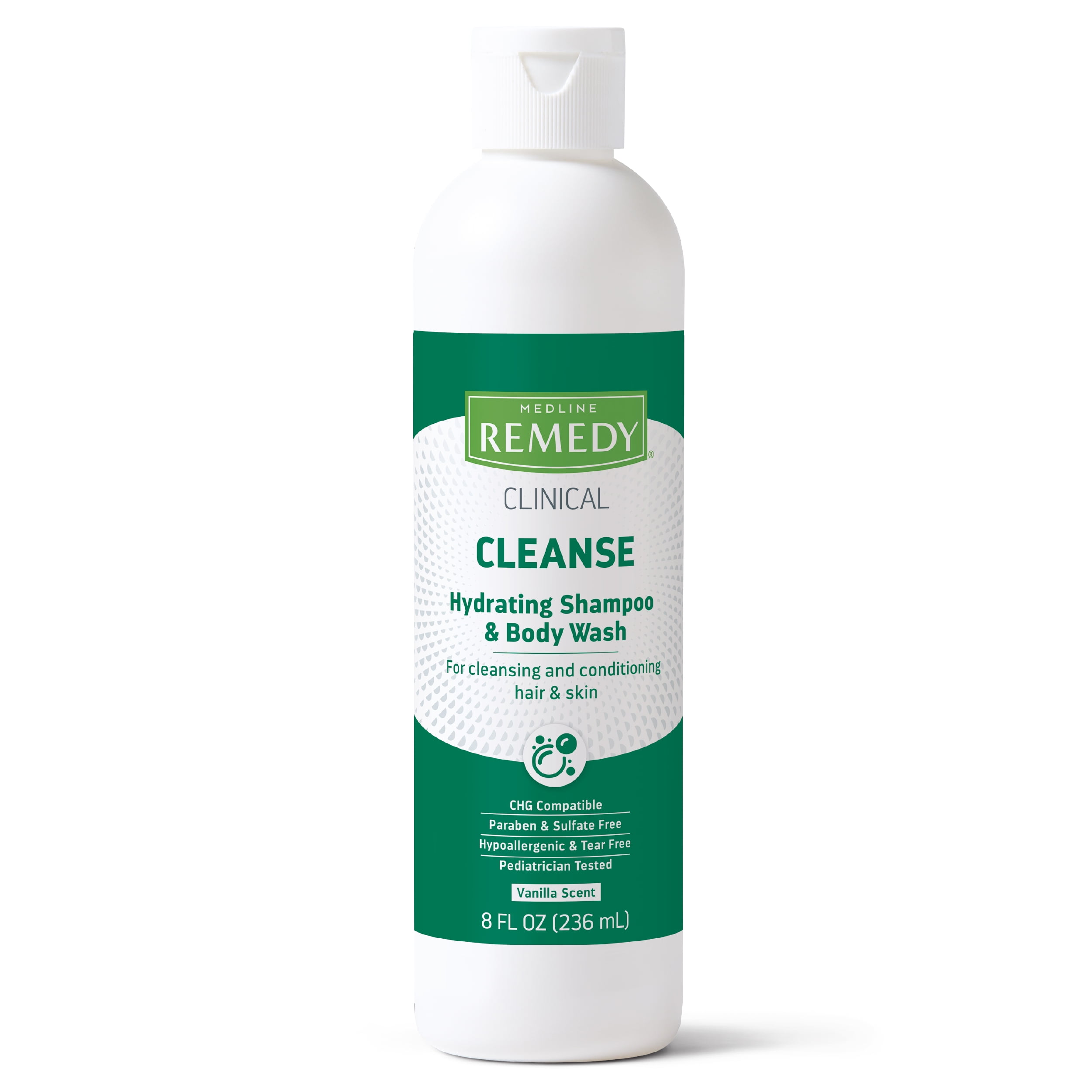 Medline Remedy Clinical Hydrating Shampoo & Body Wash, 8 fl oz, 12 Count, Vanilla Scented