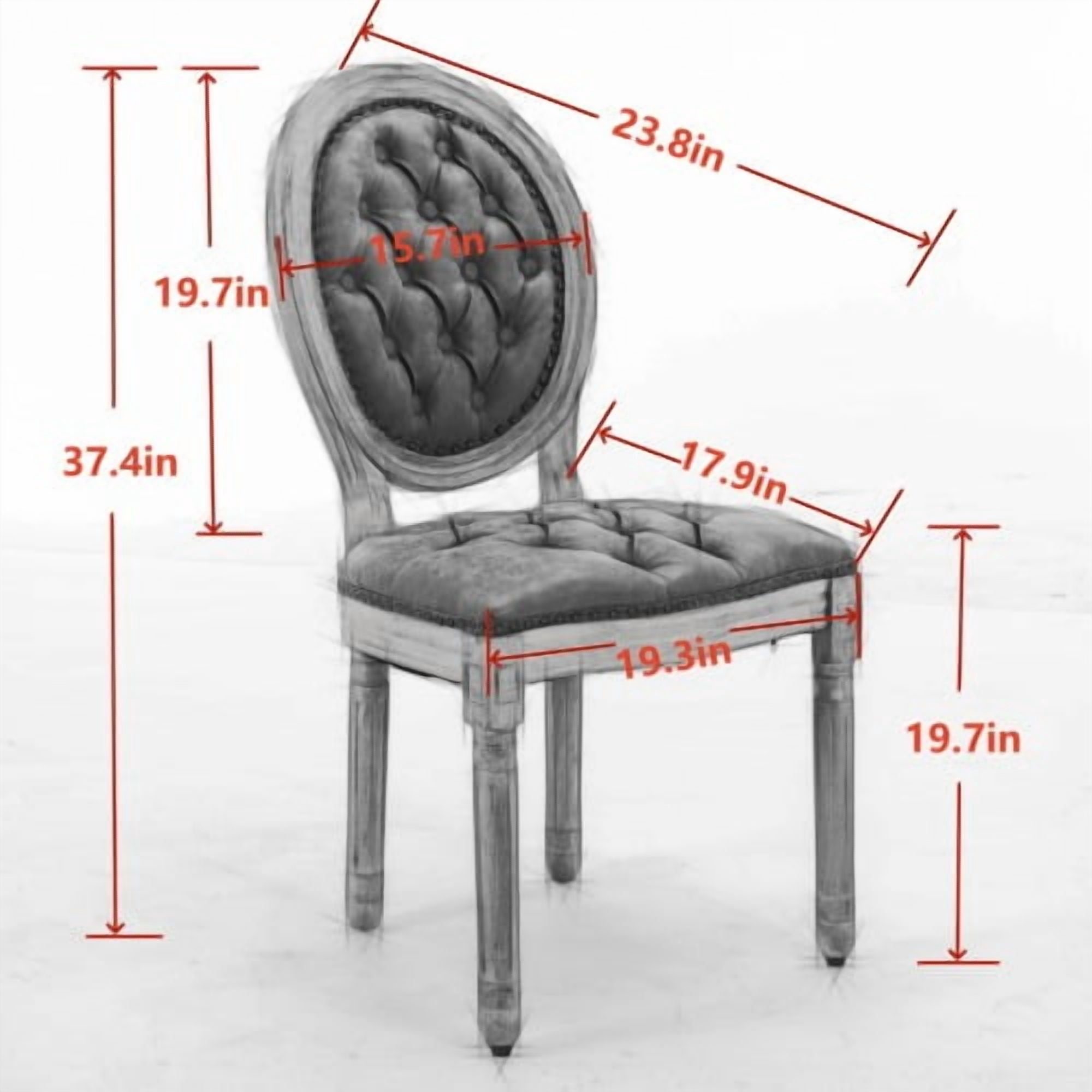 GAKMCIL French Vintage Velvet Dining Chairs (Set of 2), Comfy Button Tufted Dining Chairs with Nailhead Trims and Solid Wood Legs, Weight Capacity 350lb for Dining Room, Kitchen and Café (Blue)