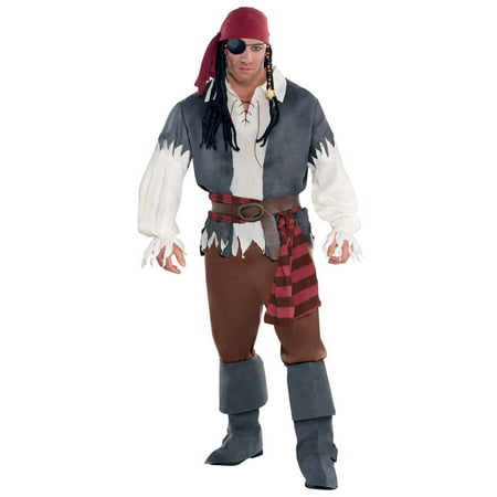 Captain Castaway Pirate Mens Adult Buccaneer Halloween Costume