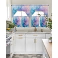 thumbnail image 4 of Blue Purple Pink Floral Marble Swag Curtains for Living Room/Bedroom Windows, Contemporary Abstract Art Kitchen Curtains and Valances Set 36 Inch Length, Light Filtering Swags Valance Curtain Panels, 4 of 5