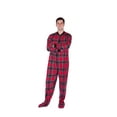 thumbnail image 3 of Big Feet PJs Red & Black Plaid Cotton Flannel Adult Footie Footed Pajamas w/ Drop seat, 3 of 4