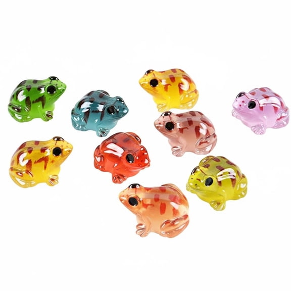 Miniature Luminous Frog Figurines, Glow in The Dark Tiny Resin Frogs for Fairy Garden and DIY Crafts, Micro Landscape Ornaments for Home Decor, 9 PCS