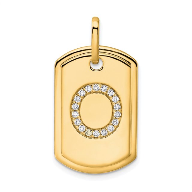 Diamond2Deal 14K Or Jaune Initiale Diamant O Breloque pour Chien pour Femmes (W - 0.7 Pouce)