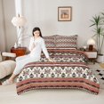 thumbnail image 4 of Feelyou Vintage Aztec Triangle Full Size Comforter Sets for Women, Brown Abstract Ombre Bedding Comforter Set, Western Bohemian Style Reversible Bedding Sets, Breathable Home Decor, 3pcs, 4 of 8