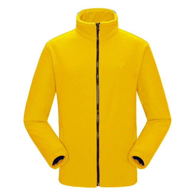 LSLJS Women's Warm Double-sided Fleece Jacket with Thickened Outdoor Charging Jacket Inner Liner( Yellow, L)