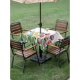 thumbnail image 4 of Outdoor Tablecloths with Umbrella Hole & Zipper, Watercolors Tulips 60x60 Inch Square Tablecloths, Spring Butterflies Flowers Leaves Plants Waterproof Table Cloth, Patio/Pool/Picnic Table Covers, 4 of 8