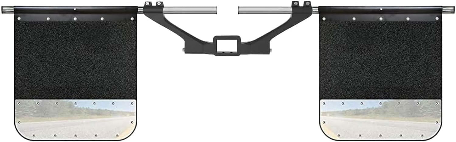 2" 2.5" 3" Hitch Mounted Mud Flaps, W/Stainless Steel Mud Flap Weights/Backing Plate Universal Heavy-Duty Mud Flaps System Height and Width Adjustable for Most Types of Vehicles