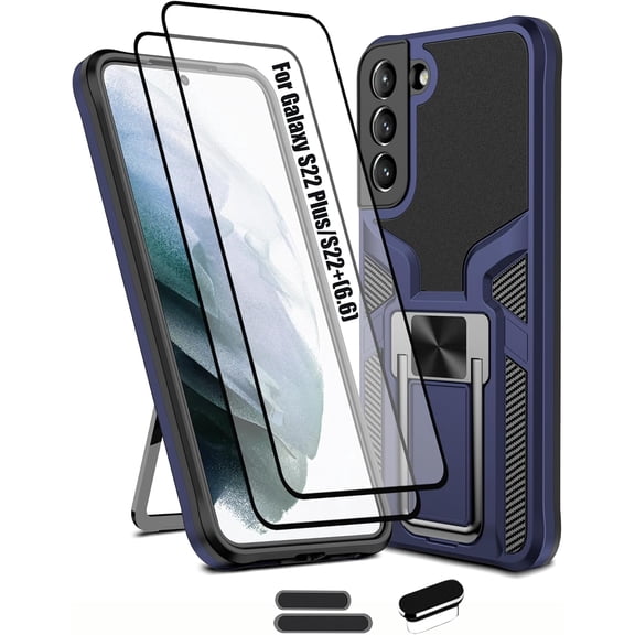 Compatible Galaxy S22 Plus/S22 , Anti-fall Heavy Duty Military Grade Shockproof Kickstand Case Double Protection (TPU PC) Solid and Durable Magnetic Car Phone Case, Suitable for 6.6 Inch-Blue