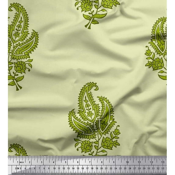 Soimoi Rayon Fabric Floral & Paisley Block Fabric Prints by Yard 56 Inch Wide