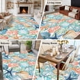 thumbnail image 6 of Coastal 5'x8' Area Rug for Living Room, Nautical Summer Beach Coral Starfish Shell Washable Non-Slip Rugs for Bedroom Nursery Dining Room, StainResistant Low-Pile Kitchen Carpet Large Entryway Rugs, 6 of 9
