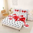 thumbnail image 2 of Erosebridal Girls Red Ribbon Bow Bed Sheets 4pcs,Kids Teens Black Vintage Polka Dots King Sheets,Ultra Soft Home Decor, 2 of 5