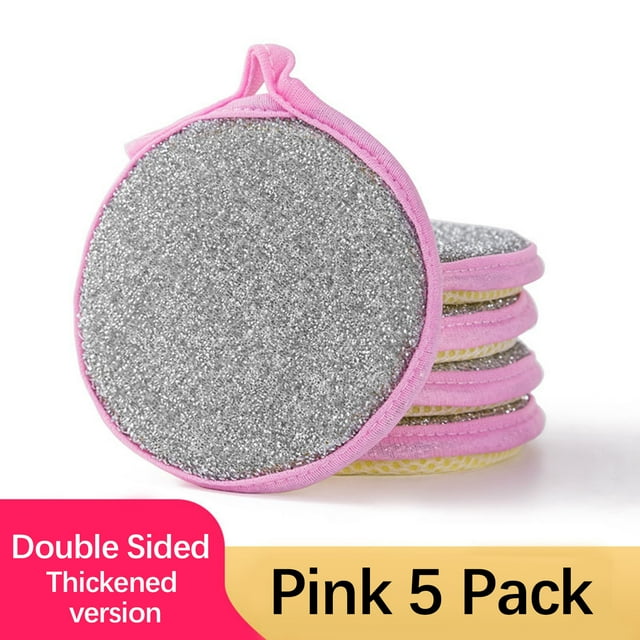 Paño de cocina de doble cara con esponja - Cepillo antiadherente para engrasar en cuencos • Espuma elástica alta espeso • Limpieza rápida sin aceite • Agujero colgante integrado • Pack de 5