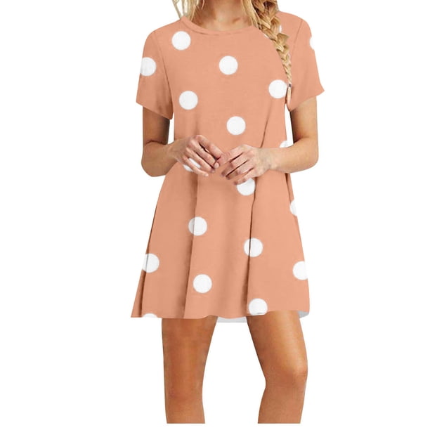 Vestidos de Verano de Mujer Cuello Redondo Manga Corta Impreso, Ligero Y Cómodo Vestidos Casuales para Mujeres