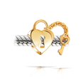 thumbnail image 2 of Bling Jewelry Womens Vintage Two Tone Heart Lock & Key Charm Bead 14K Gold Plated Sterling Silver, 2 of 2
