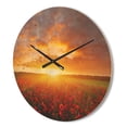 thumbnail image 3 of Designart 'Poppy Field under Bright Sunset Glow' Modern Wood Wall Clock, 3 of 5