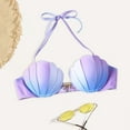 thumbnail image 3 of Bikini Tops for Women Strappy Seashell Gradient Mermaid Swim Push Up For With Underwire Bathing Suit Tops, 3 of 7