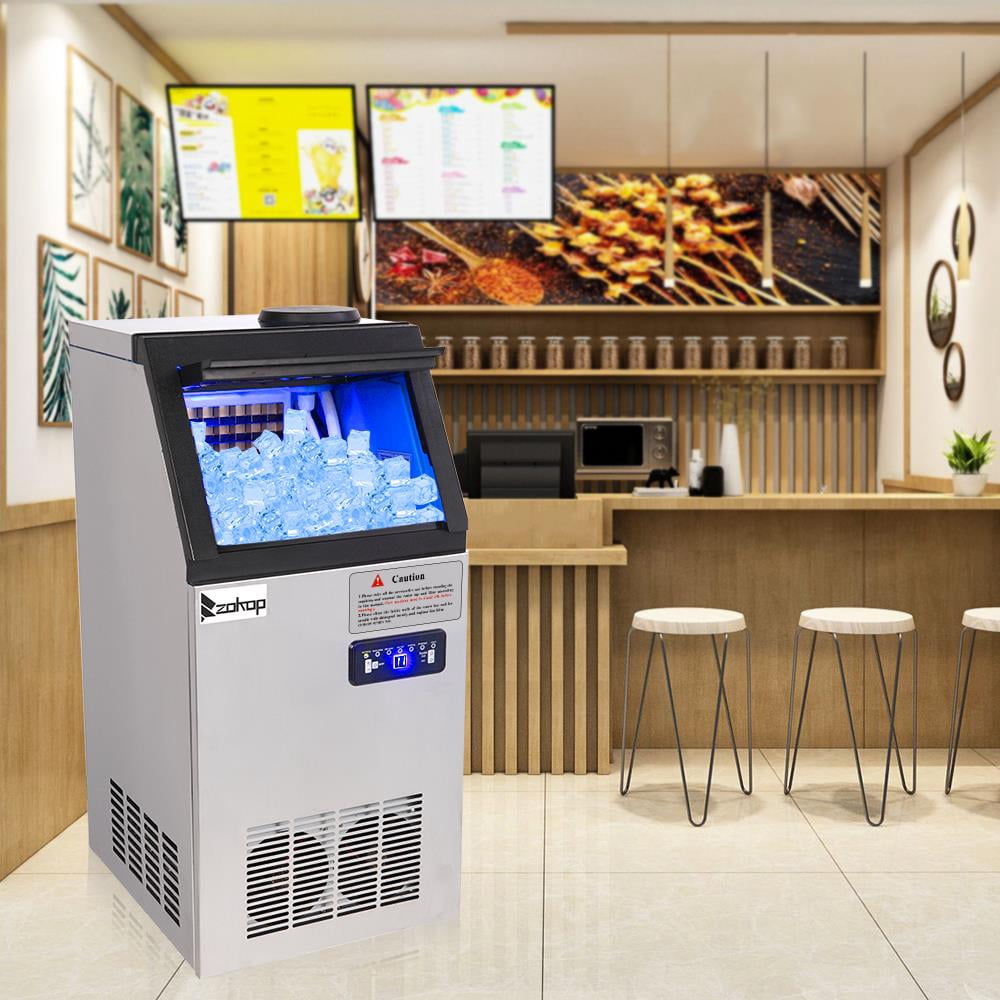 Winado 110lb Commercial Auto Ice Maker Cube Stainless Steel Bar Restaurant Freezer