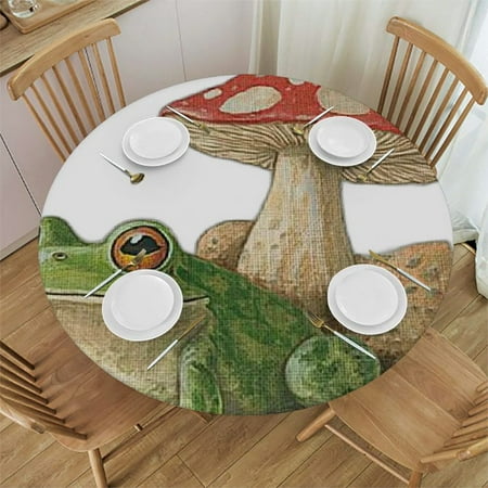 

Autua Frog Toad Mushroom Round Tablecloth Stain-Resistant Washable Indoor Outdoor Restaurant Wedding Party Picnic Camping Kitchen Dining Tablecloths 31 -35