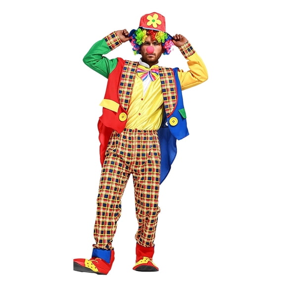 BOOMNY Halloween Mens Clown Dress Up Funny Hallowmas Party Outfits Sets Playful Stage Performance Clothes Set