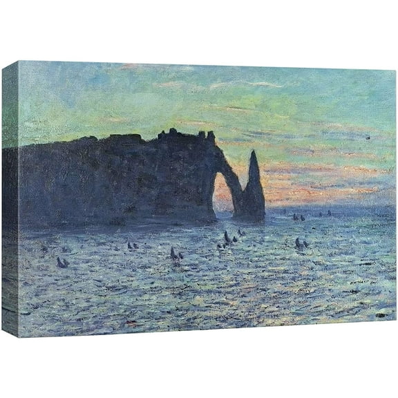 wall26 Canvas Print Wall Art Etretat, Sailboats at Sunset Claude Monet Nature Illustrations Fine Art Decorative Landscape Multicolor Wilderness Rustic for Living Room, Bedroom, Office - 32"x48&q