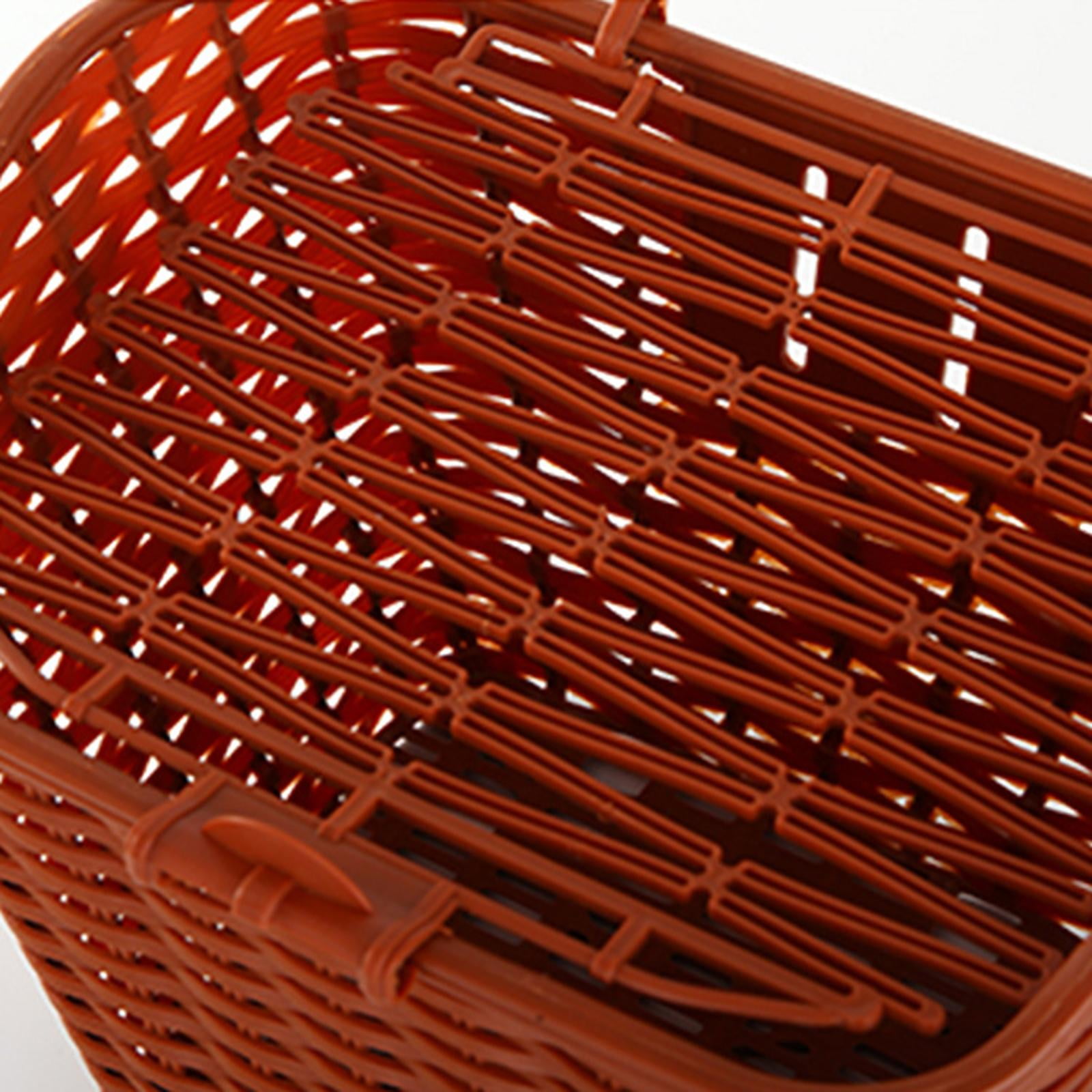 Bike Basket with Lid Large Size Waterproof Detchable Front Handlebar Basket , brown