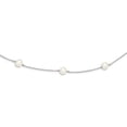 thumbnail image 3 of 925 Sterling Silver 7-8mm Freshwater Cultured 9 Station Pearl Chain Necklace 18 Inch, 3 of 4