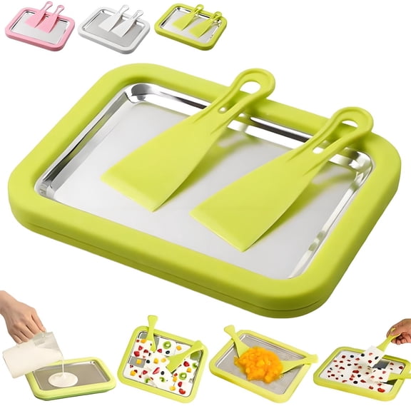 Rolled Ice Cream Maker, Rolled Ice Cream Tray, Ice Cream Roll Maker, Instant At-Home DIY Kit With Scrapers for Yogurt Sorbet and Fun Family Dessert Activities for Families and Parties, AKLJWH