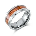thumbnail image 1 of Koa Wood Inlay Titanium Wedding Band Rings for Men for Women Silver Tone Comfort Fit 8MM, 1 of 4