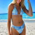 thumbnail image 2 of MIXUE Swim Suits for Women Solid Color Threaded Lace Triangle Cup Sexy Backless Bikini Sets for Women Swimwears Bathing Suits,Blue,M, 2 of 7