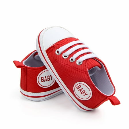 

Franhais Baby Canvas Shoes Soft Sole First Walkers Sneaker Infant Lace-up Anti-slip Flat Shoes