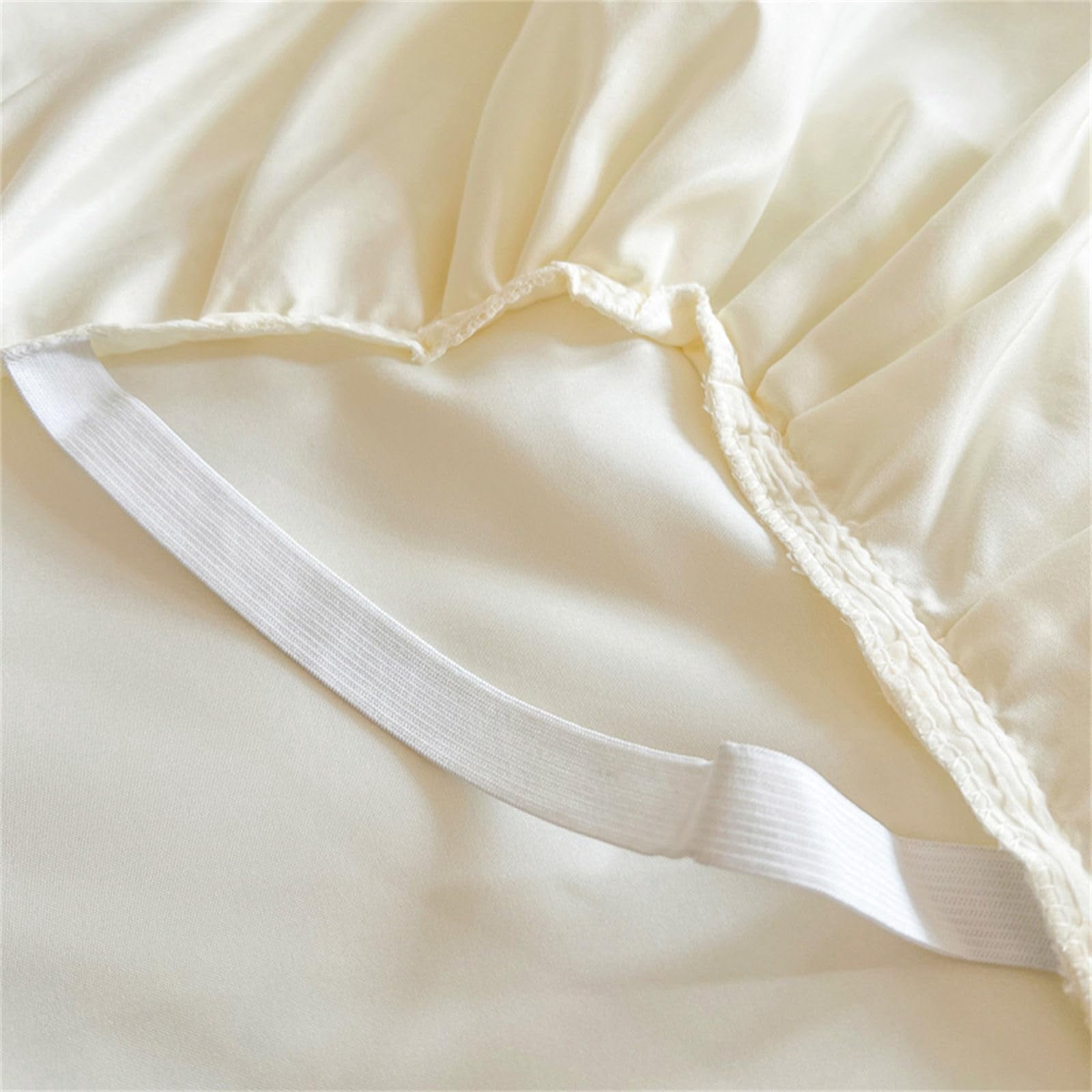 Double Layers Lace Ruffle Skirt Bedspread Sheet - French Style Brushed Microfiber Bed Sheet with Frilled Hem