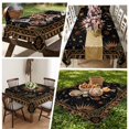 thumbnail image 6 of Golden Black Rectangle Tablecloth, Sun Middle Century Abstract Luxury Waterproof & StainResistant Tablecloth, Washable Oil-proof Table Cover for Dining/Party/Wedding/Camping/Buffet 60x102 In, 6 of 9