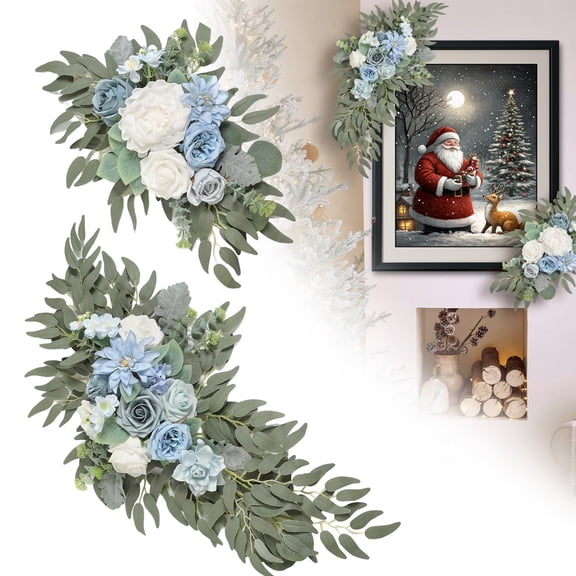 Chair Back Flower Simulation Bouquet, High-End Wedding Decoration Arch, Staircase & Banquet Floral Arrangement, White & Pastel Colors