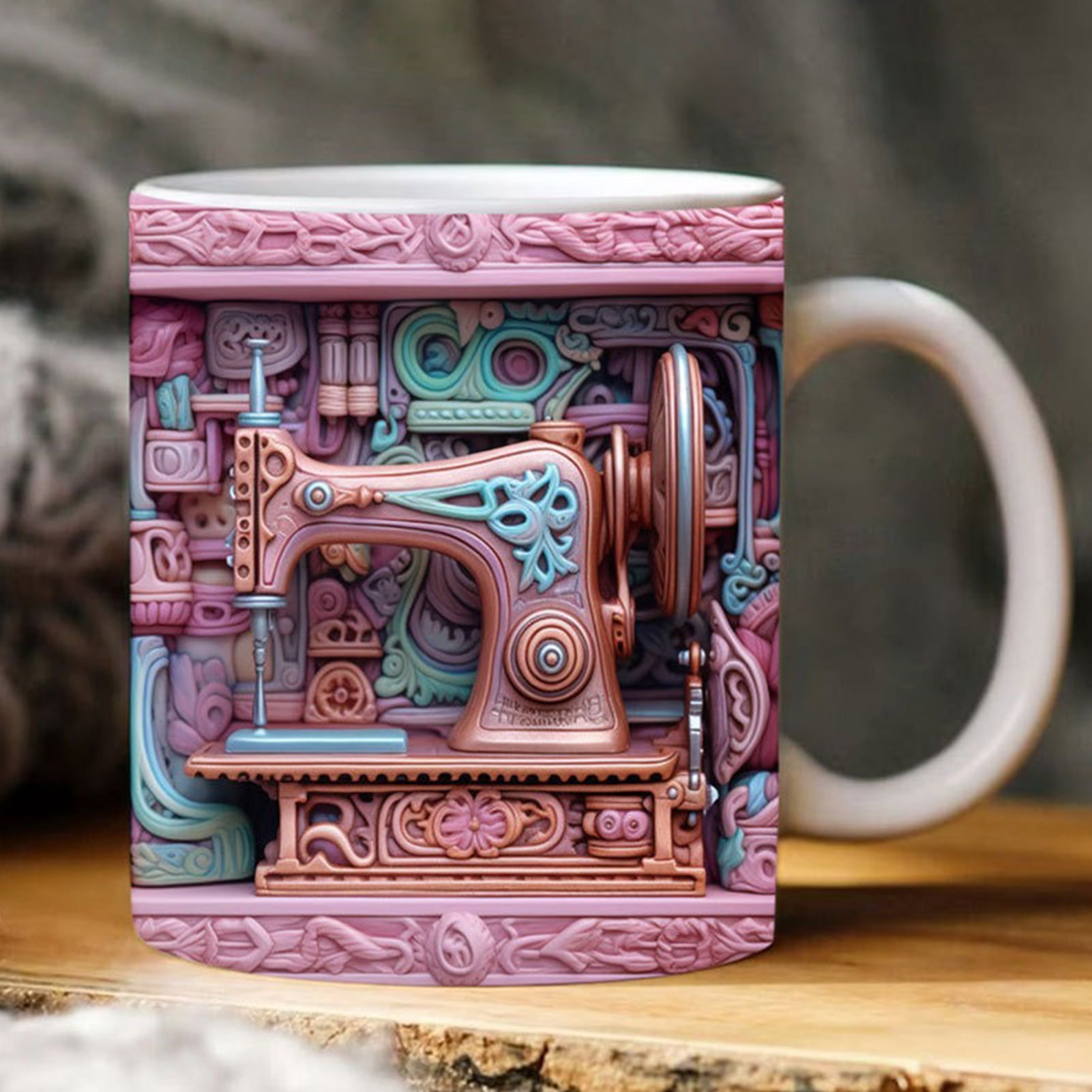 Wharick 3D Sewing Mug, Ceramics Sewing Machine Cup, Creative 3D Mug for  Christmas Gifts, Unique Style, for Any Kitchen