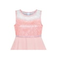 thumbnail image 4 of Girls Dress Pink Rhinestone Chiffon Bridesmaid Dance Maxi Gown 7 Years, 4 of 6