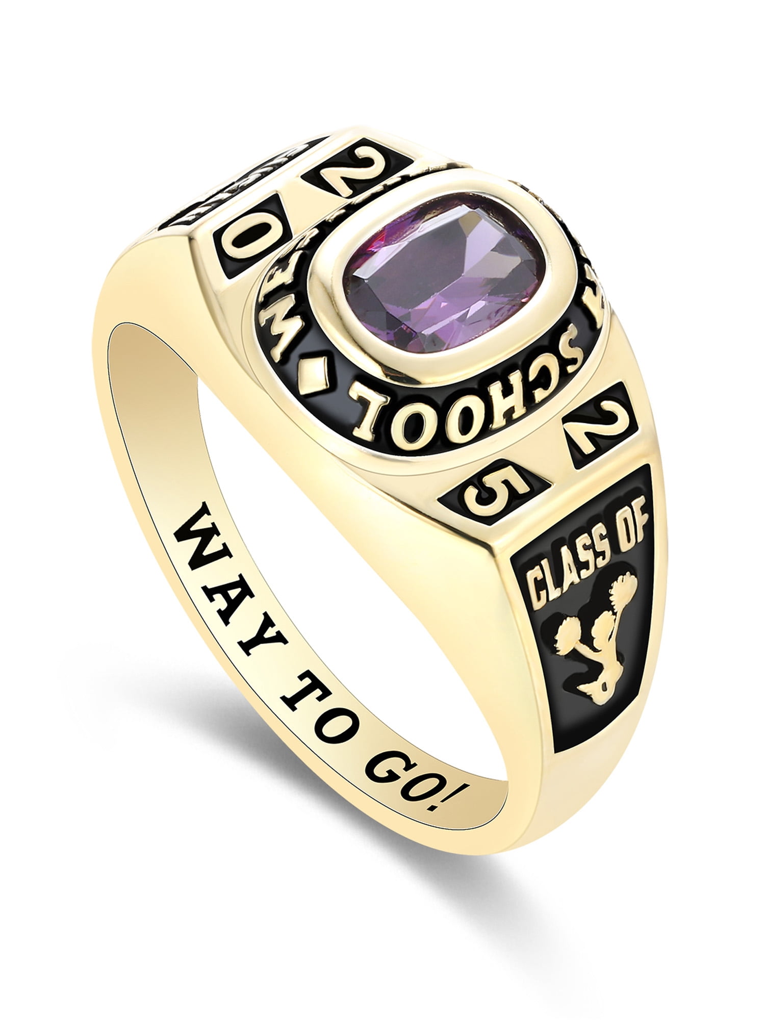 Mementos USA Custom Sterling Silver Class Ring for Women High School and College-Gold-Flawless