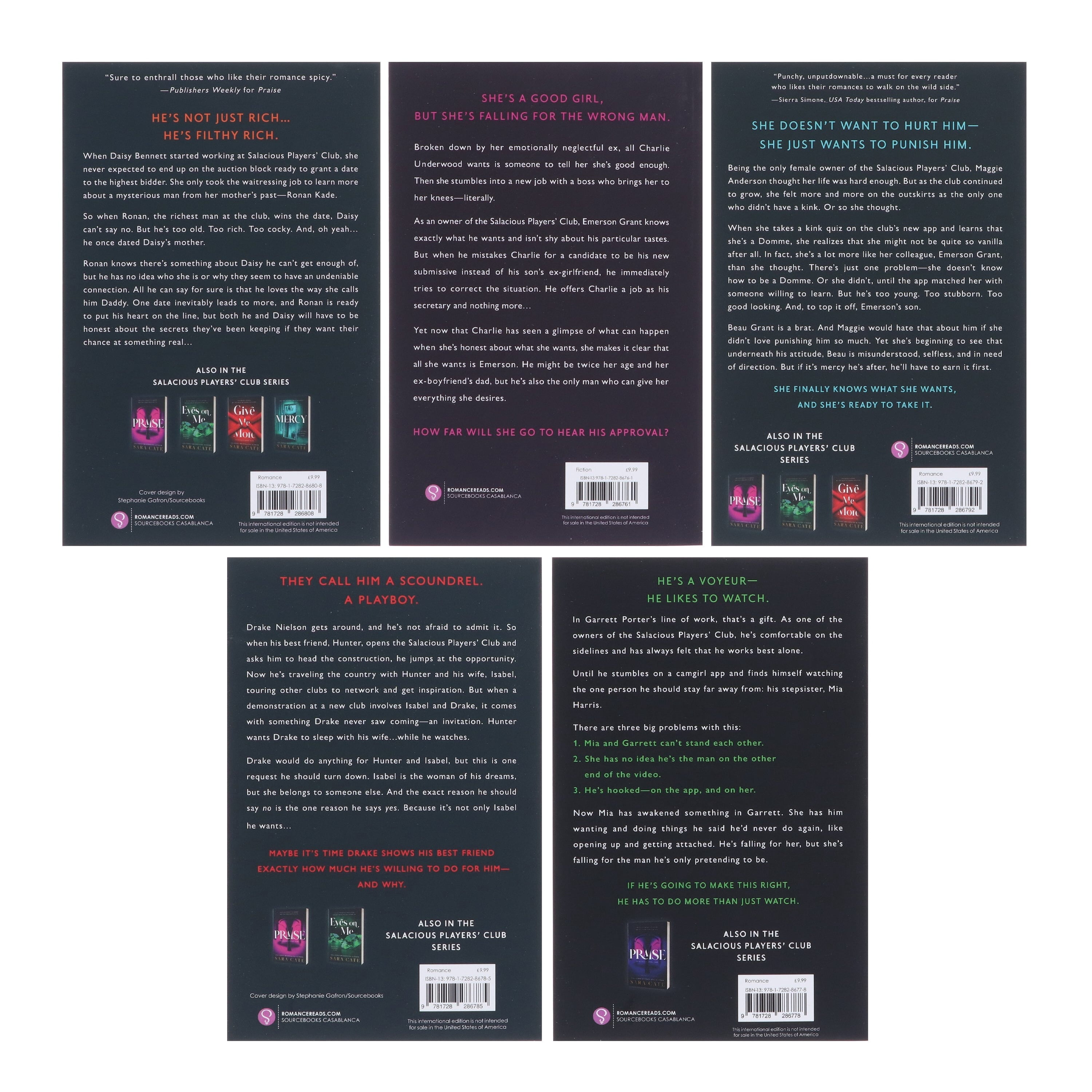 Salacious Players Club Series By Sara Cate 5 Books Collection Set - Fiction - Paperback