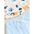 thumbnail image 6 of Suealasg Toddler Baby Boys Clothes 6M 1T 2T 3T Dinosaur Print Round Neck Short Sleeve Tops + Elastic Waist Shorts 2Pcs Summer Outfits Set for Infant Boys, 6 of 7