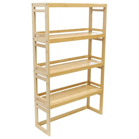Bamboo Rack, 4-Tier Shelving Unit, Perfect Storage Organizer for Bathroom, Living Room, Kitchen, Entryway, Closet 3-Tier Shelf
