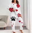 thumbnail image 2 of Womens Plus Size Pajamas Set Valentine's Day Heart Printed Pajama 2 Piece Long Sleeve Sleepwear Top Pants Warm Soft Graphic Lounge Sets Pjs Funny Holiday Outfits Lover Gift for Wife White XXXXXL, 2 of 4
